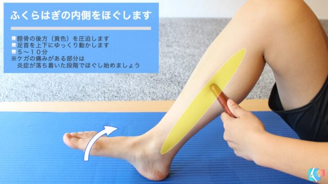 シンスプリント　ストレッチ　後脛骨筋　長趾屈筋　ヒラメ筋
